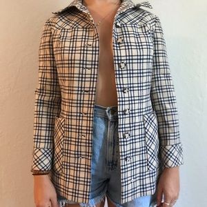 Tan checkered blazer jacket